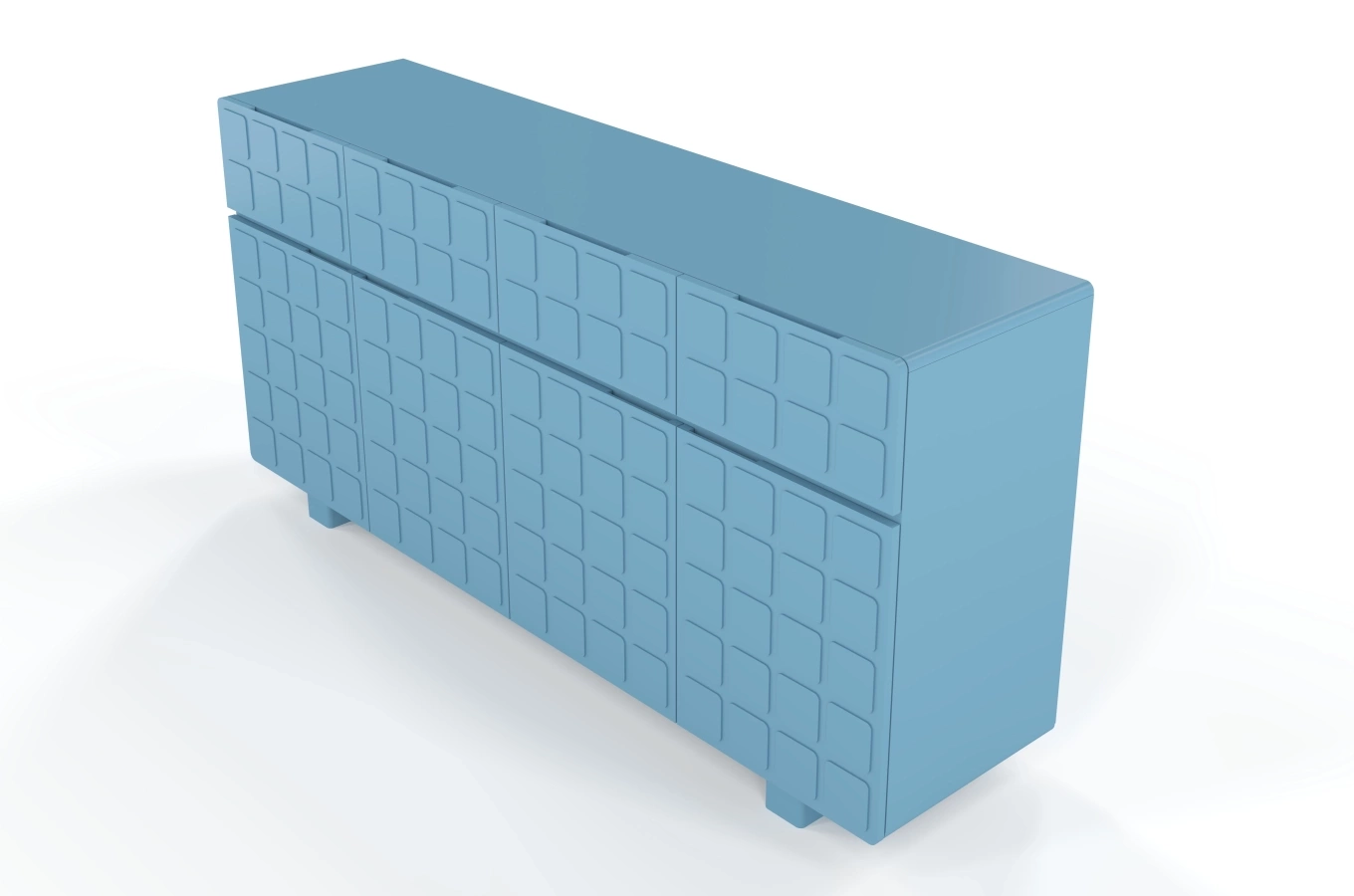 Skandica Cubo Long Kommode 3D mit dekorierter Front / 4 Schubladen / 4 Türen / 169 Cm / Pastellblau