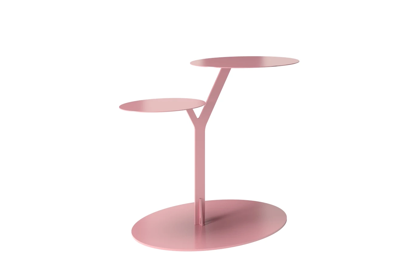 Eleganter Metall-Beistelltisch Kayani Iroko / Puderrosa