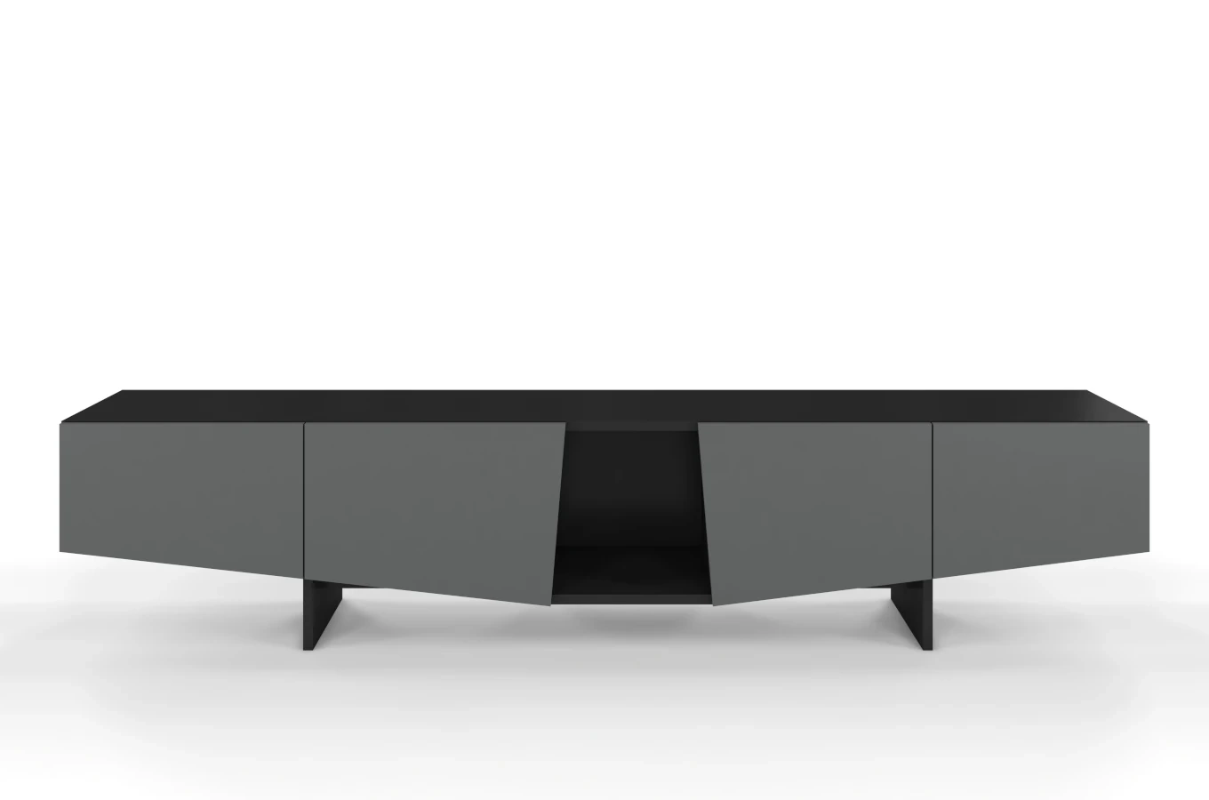 Skandica Wing Moderne TV-Schrank mit Schubladen / Asymmetrische Fronten / 200 Cm / Schwarz-Grau