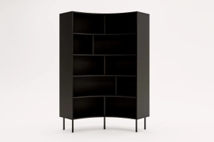 Skandica Horn Eckregal / Bücherregal / Hoches Regal In Bogenform / Mit Schwarzen Beinen / 10 Fächern / 100 Cm / Schwarz