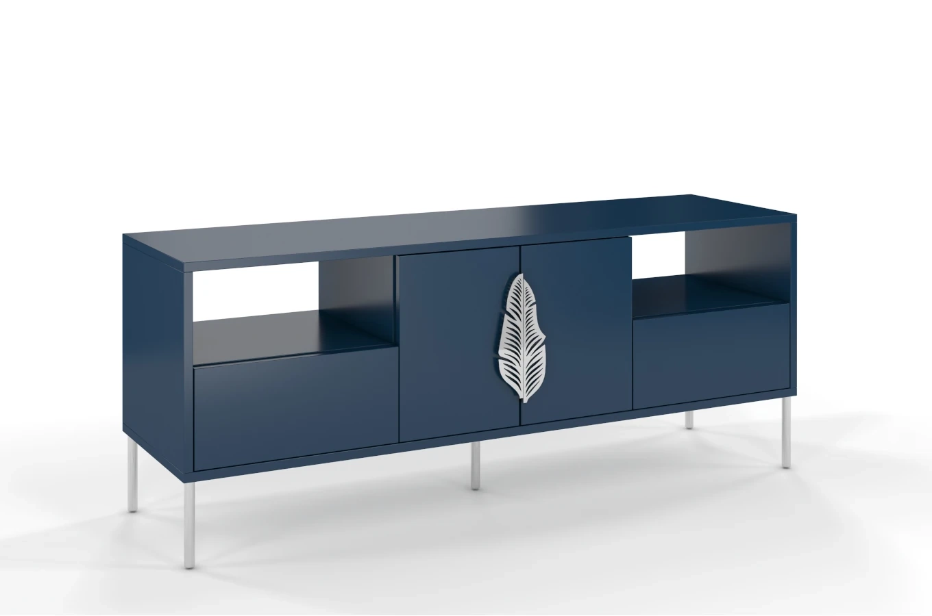 Skandica Merlin Tv-Schrank Mit Silbernen Details / 138 Cm / Marineblau