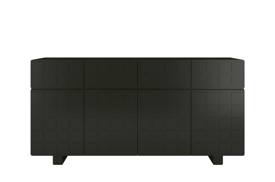 Skandica Cubo Long Kommode 3D mit dekorierter Front / 4 Schubladen / 4 Türen / 169 Cm / Schwarz