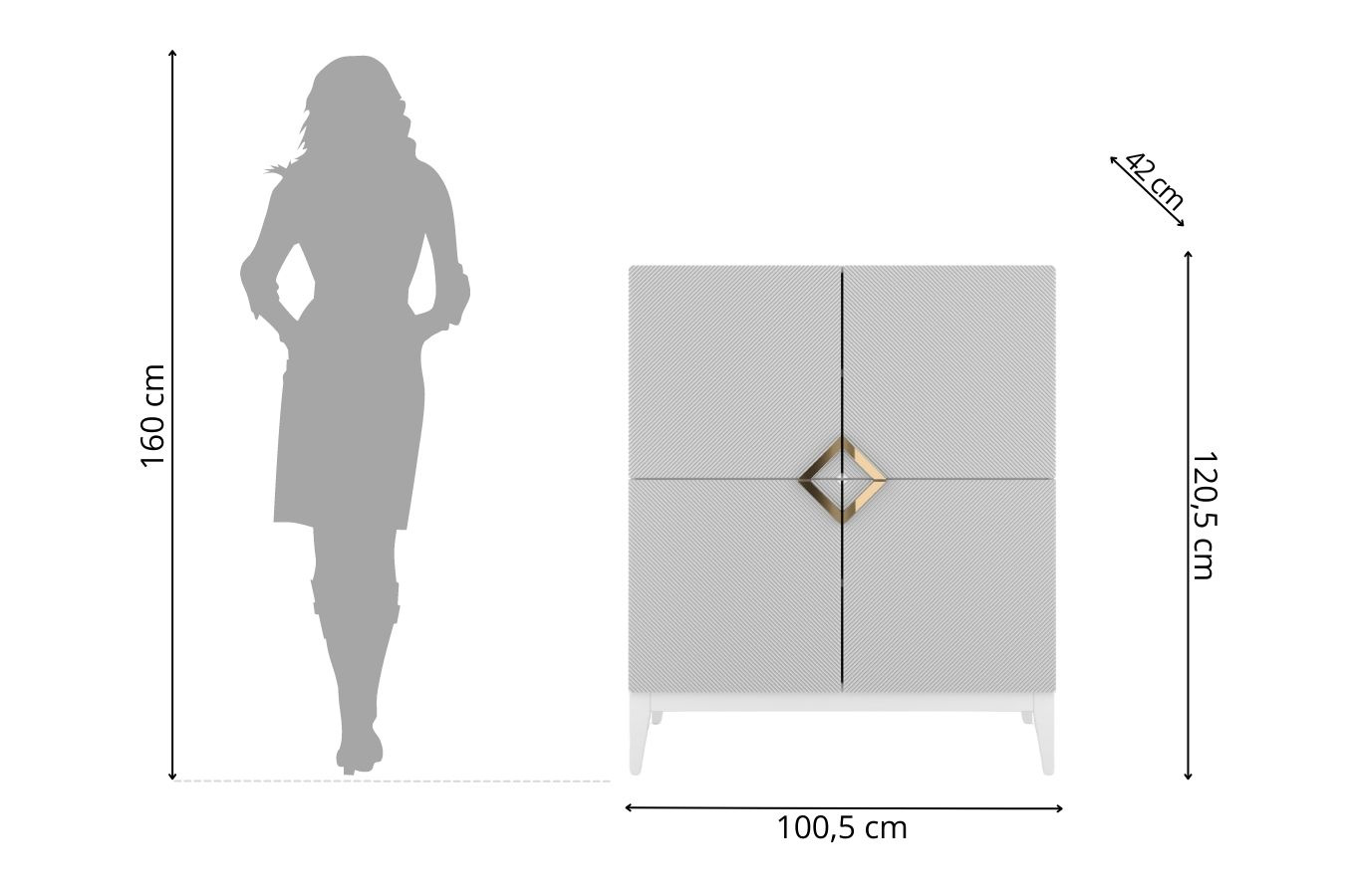 Holzkommode Visby Demi High / 100 Cm / Weiß + weiße Beine