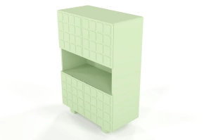 Skandica Cubo High Kommode 3D mit dekoriert Front / 4 Türen / 85 x 120 Cm / Pastellgrün