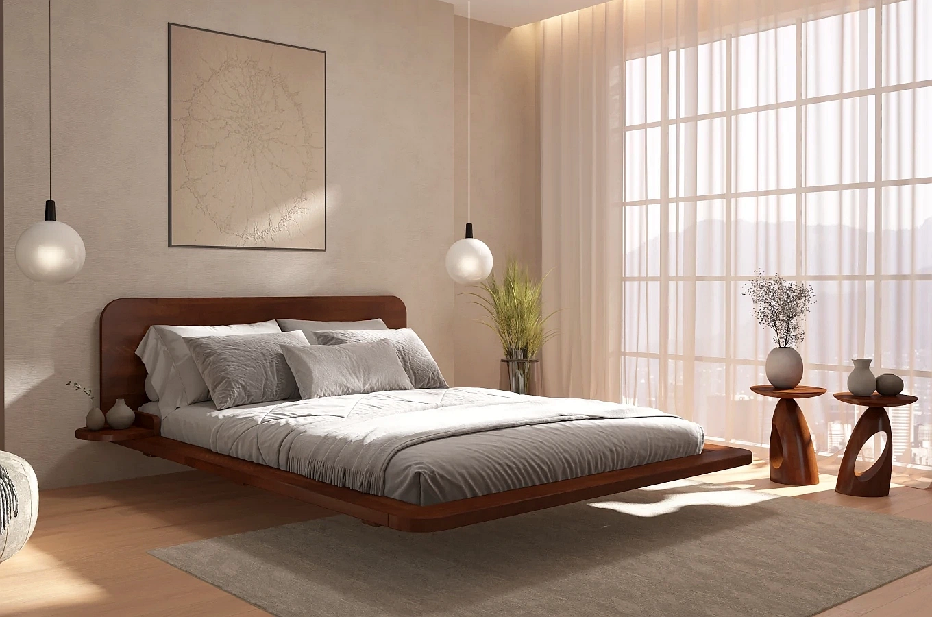 Schwebendes Bett aus Buchenholz Skandica JAPANDIC