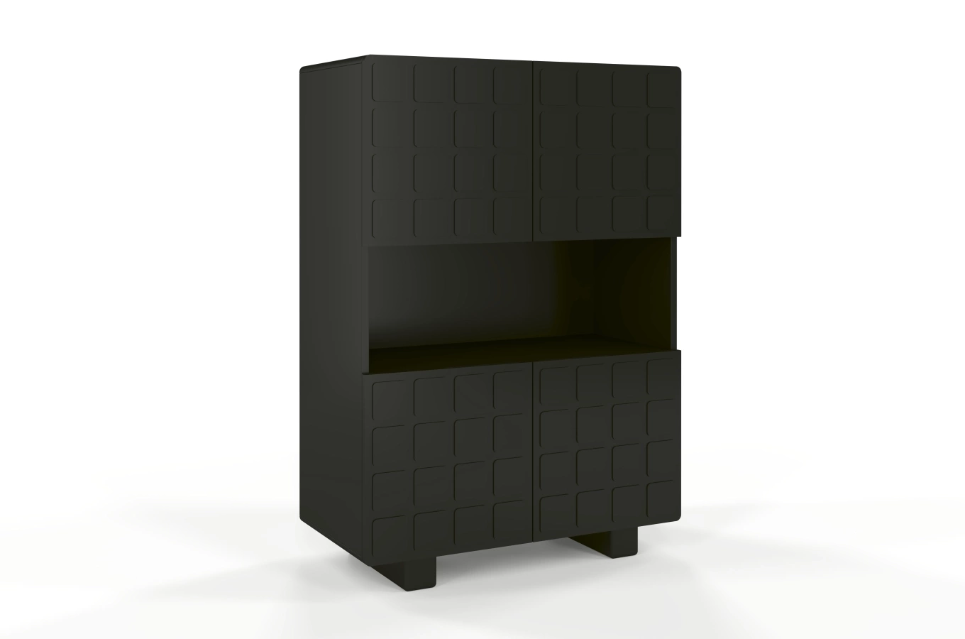 Skandica Cubo High Kommode 3D mit dekoriert Front / 4 Türen / 85 x 120 Cm / Schwarz