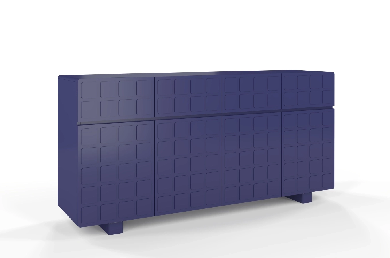 Skandica Cubo Long Kommode 3D mit dekorierter Front / 4 Schubladen / 4 Türen / 169 Cm / Marineblau