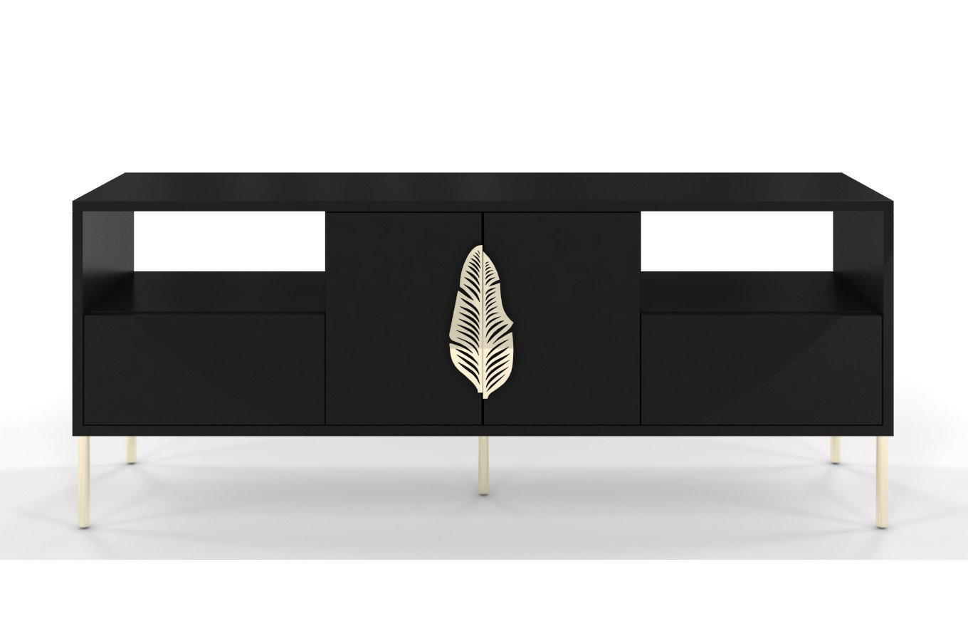 Skandica Merlin Tv-Schrank Mit Goldenen Details / 138 Cm / Schwarz