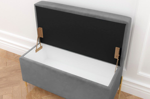 Dancan Borgo Polsterbank Mit Stauraum / Sitztruhe Mit Goldenen Beinen / Fussbank / 80 Cm / Hellgrau