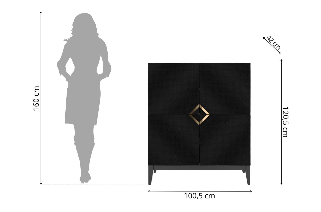 Holzkommode Visby Demi High / 100 Cm / Schwarz