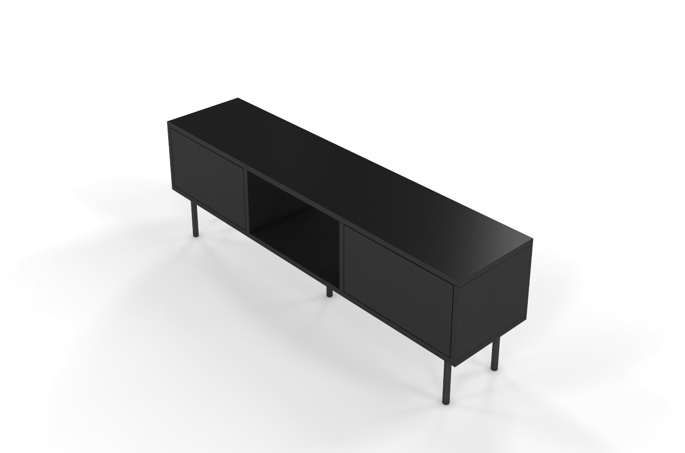 Dancan Mirka Minimalistische Tv-Schrank Auf Metallbeinen / 130 Cm / Schwarz