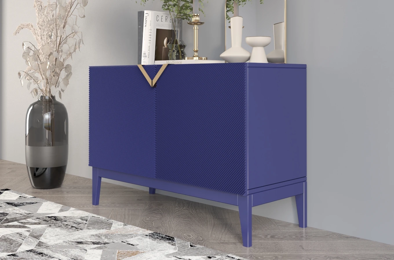 Holzkommode Visby Demi Long 2D / 100,5 Cm / Marineblau
