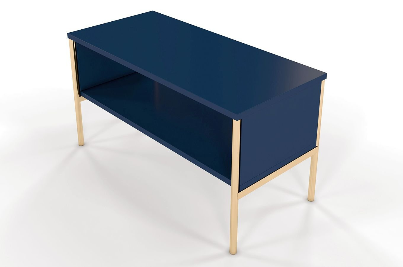 Skandica Polka Eleganter Couchtisch Auf Goldenen Beinen / 2 Ablagen / 80 Cm / Marineblau
