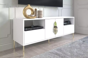 Skandica Merlin Tv-Schrank Mit Goldenen Details / 138 Cm / Weiß