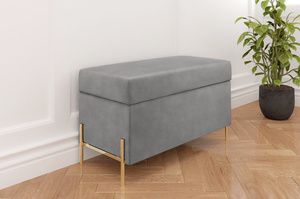 Dancan Borgo Polsterbank Mit Stauraum / Sitztruhe Mit Goldenen Beinen / Fussbank / 80 Cm / Hellgrau