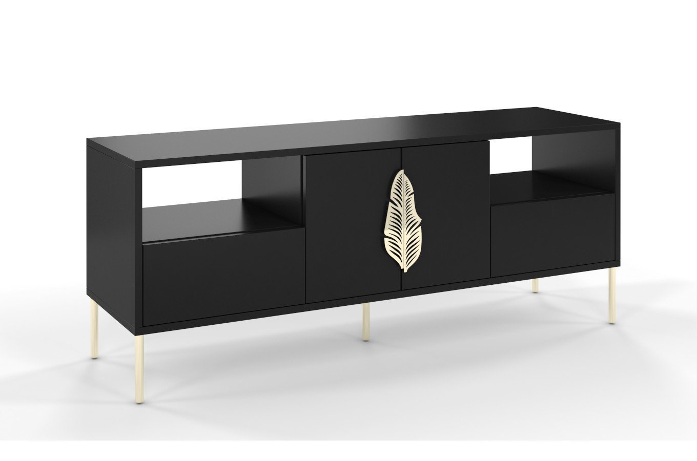 Skandica Merlin Tv-Schrank Mit Goldenen Details / 138 Cm / Schwarz