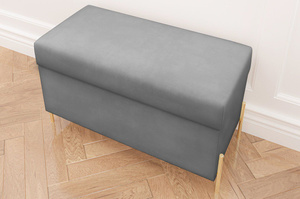 Dancan Borgo Polsterbank Mit Stauraum / Sitztruhe Mit Goldenen Beinen / Fussbank / 80 Cm / Hellgrau