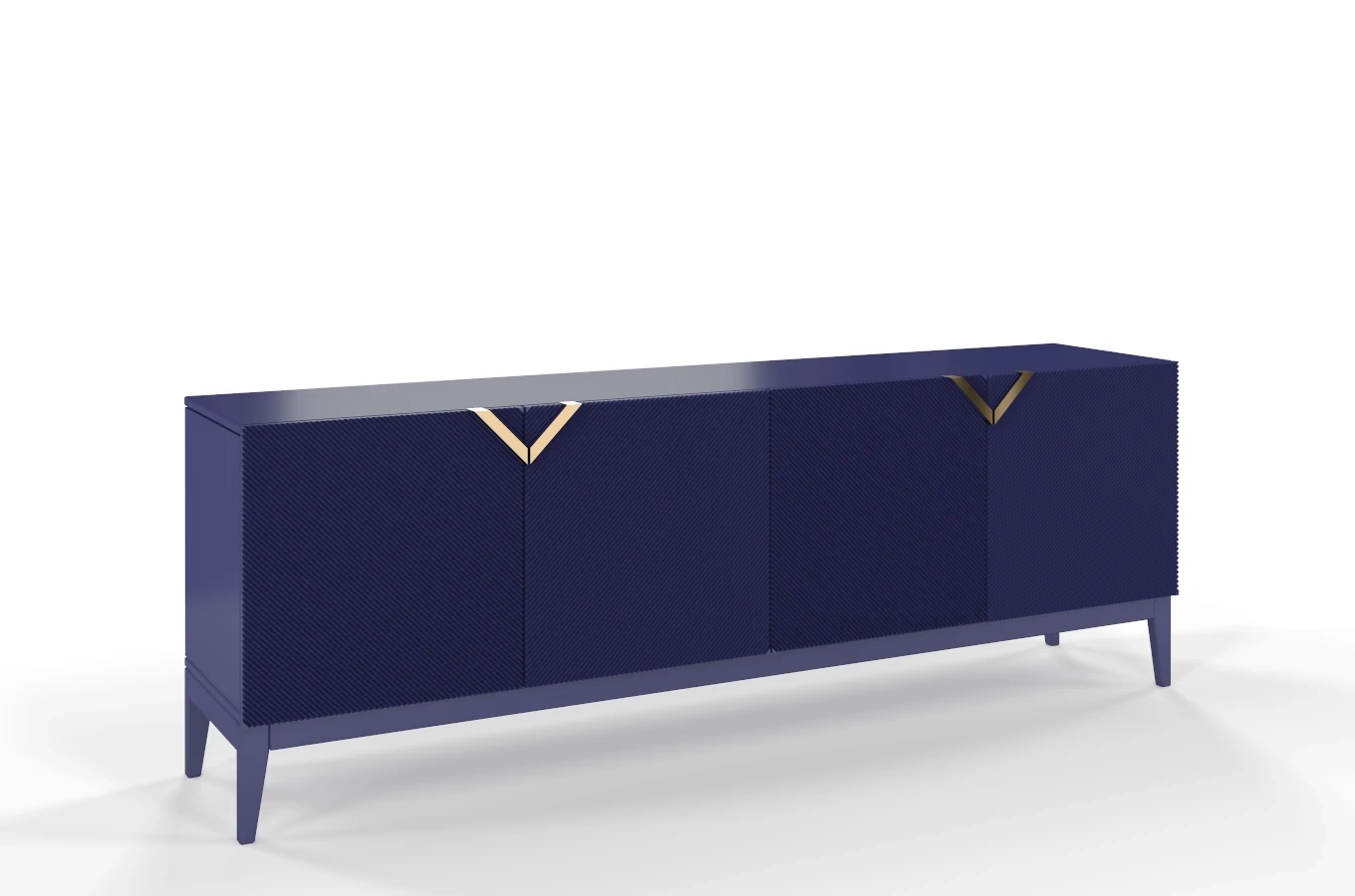 Holzkommode Visby Demi Long / 201,5 Cm / Marineblau