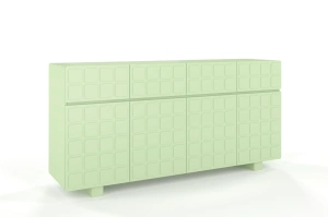 Skandica Cubo Long Kommode 3D mit dekorierter Front / 4 Schubladen / 4 Türen / 169 Cm / Pastellgrün