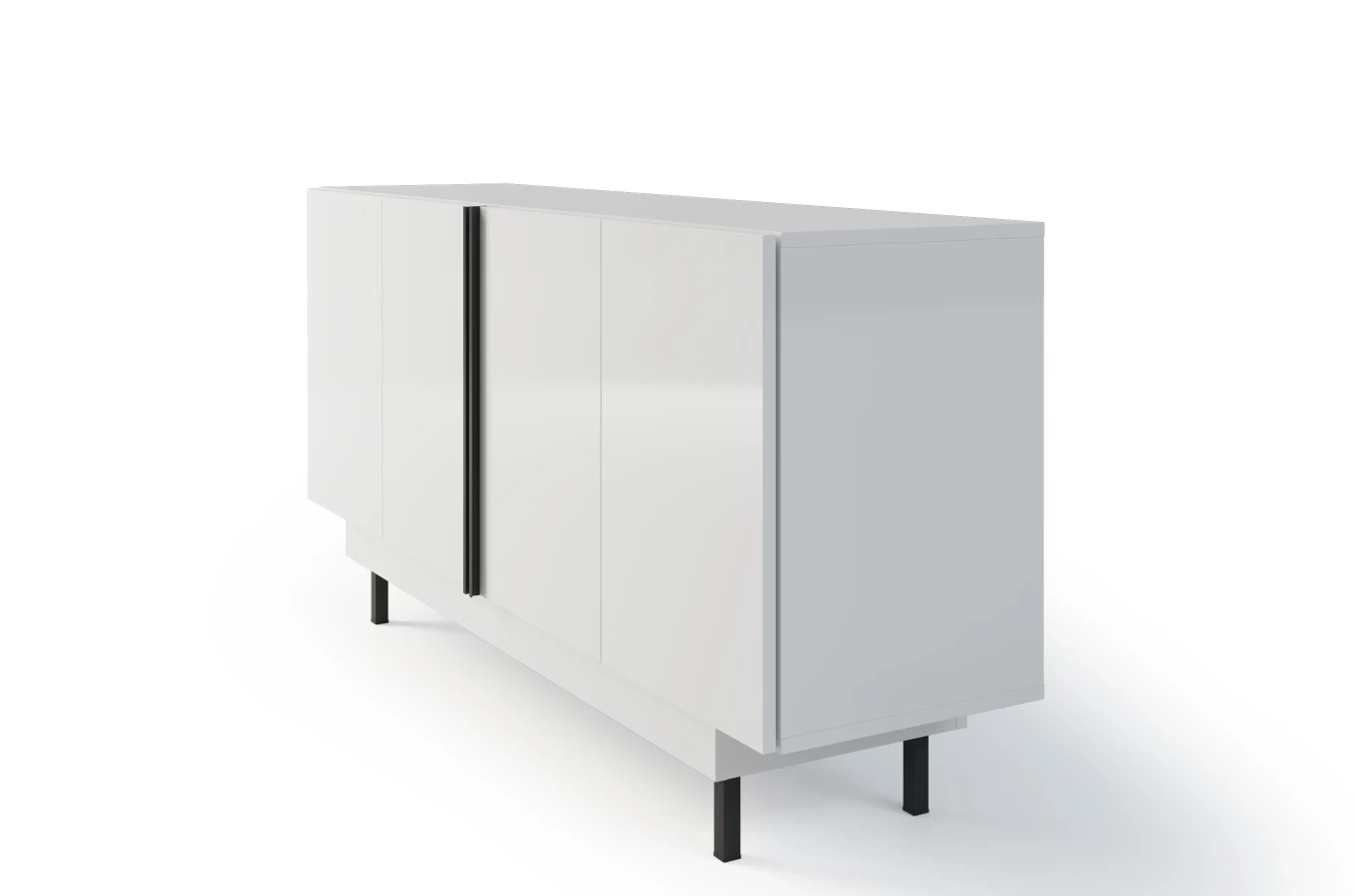 Dancan Artemisa Kommode Mit Goldenem Akzent / Hochglanz / 4 Türen / 163 Cm / Weiß