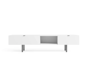 Skandica Myway Moderne TV-Schrank mit Schublade / Minimalistische TV-Schrank auf Metallbeinen / 180 Cm / Weiß