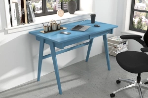 Schreibtisch / Schminktisch mit Schubladen aus Holz Visby Edda / Pastellblau