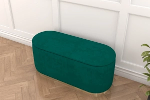 Dancan Scarlett ovaler pouf mit Stauraum / Sitzpuff mit Samtstoff bezogen / 110 Cm / Grün