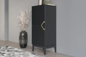 Holzkommode Visby Demi High 2D / 50,5 Cm / Schwarz