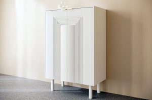 Dancan Yoko Kommode / Schuhschrank / Mit Dekorativen Fronten Und Goldgriffen / 80 Cm / Weiß