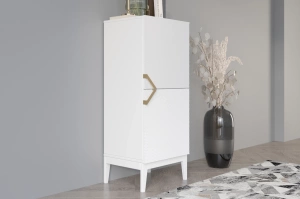 Holzkommode Visby Demi High 2D / 50,5 Cm / Weiß + weiße Beine