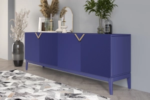 Holzkommode Visby Demi Long / 201,5 Cm / Marineblau