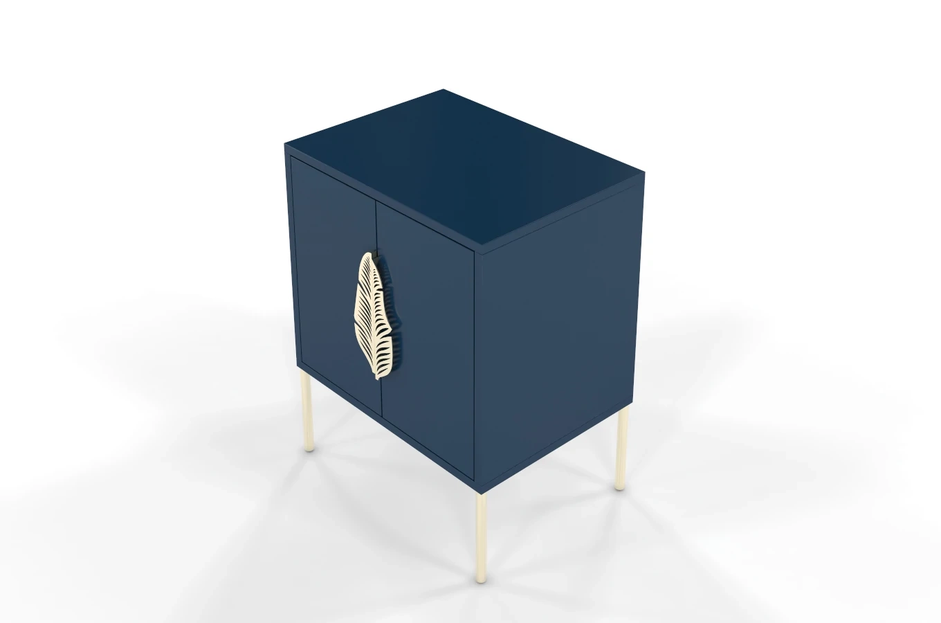Skandica Merlin Nachttisch, Beistelltisch Mit Goldenen Details / 54 Cm / Marineblau