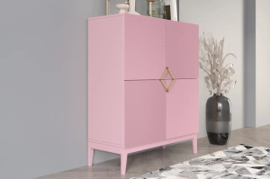 Holzkommode Visby Demi High / 100 Cm / Puderrosa