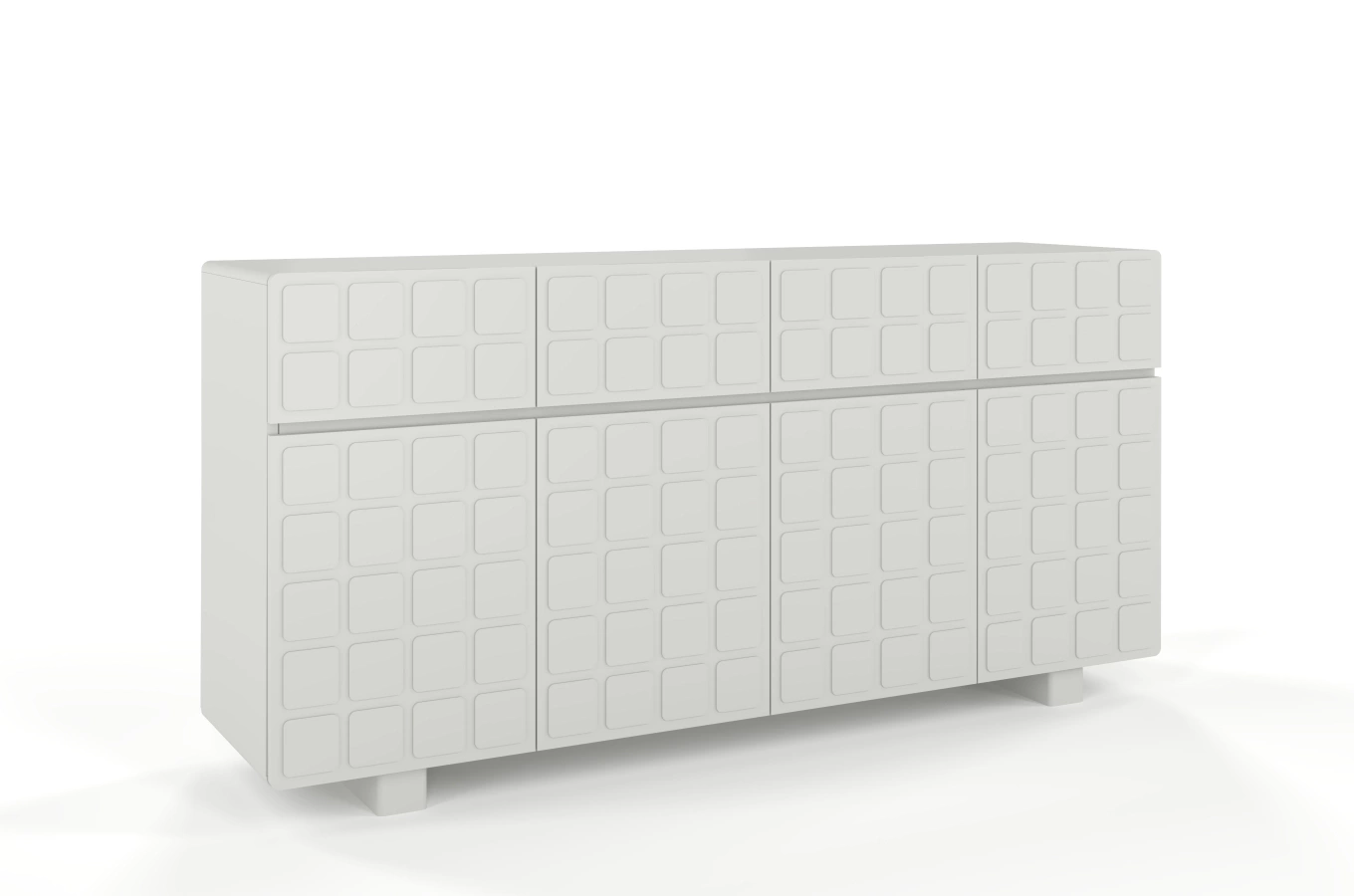Skandica Cubo Long Kommode 3D mit dekorierter Front / 4 Schubladen / 4 Türen / 169 Cm / Milchgrau