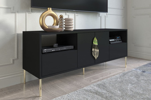 Skandica Merlin Tv-Schrank Mit Goldenen Details / 138 Cm / Schwarz
