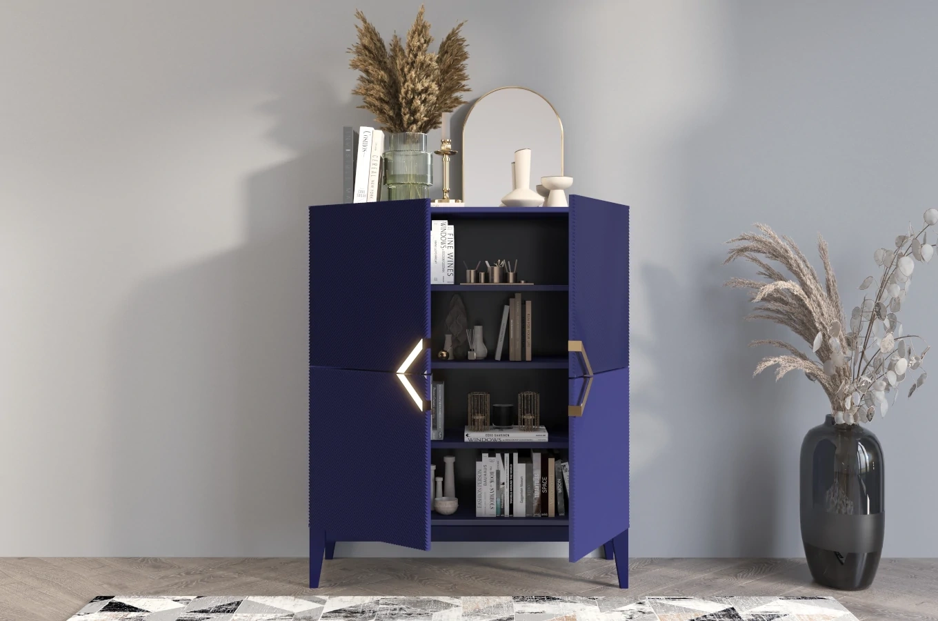 Holzkommode Visby Demi High / 100 Cm / Marineblau