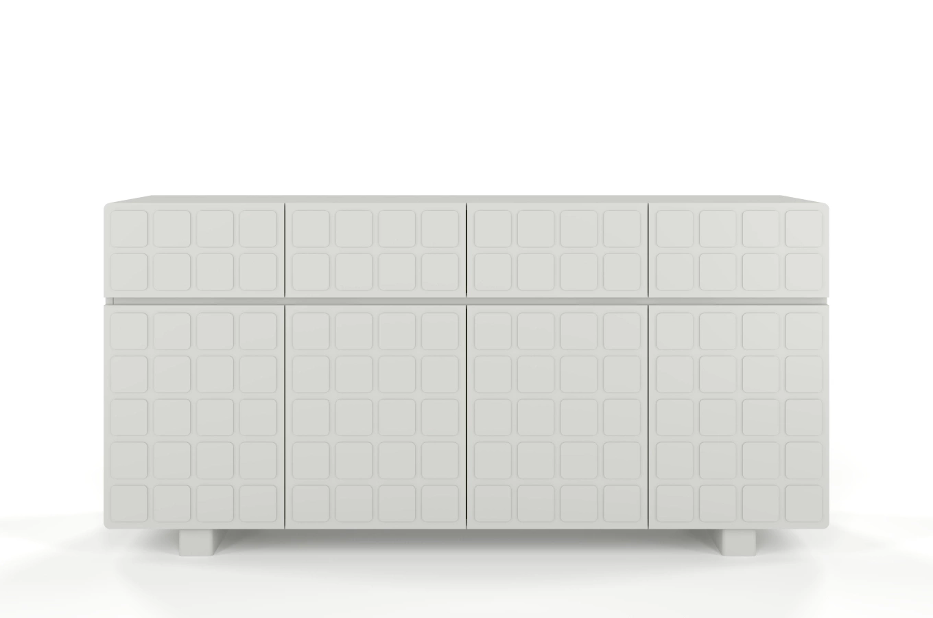 Skandica Cubo Long Kommode 3D mit dekorierter Front / 4 Schubladen / 4 Türen / 169 Cm / Milchgrau