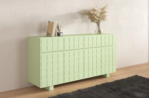 Skandica Cubo Long Kommode 3D mit dekorierter Front / 4 Schubladen / 4 Türen / 169 Cm / Pastellgrün