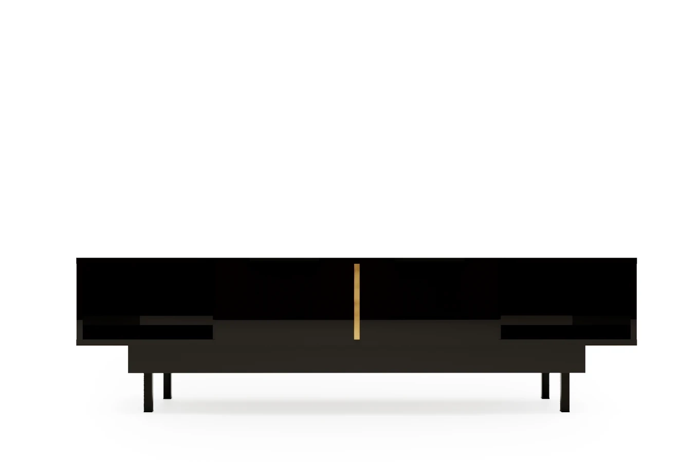 Dancan Artemisa Tv-Kommode Mit Goldenem Akzent / Hochglanz / 2 Schubladen / 2 Offenen Fächern / 163 Cm / Schwarz