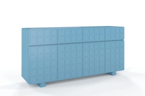 Skandica Cubo Long Kommode 3D mit dekorierter Front / 4 Schubladen / 4 Türen / 169 Cm / Pastellblau