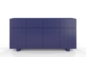Skandica Cubo Long Kommode 3D mit dekorierter Front / 4 Schubladen / 4 Türen / 169 Cm / Marineblau