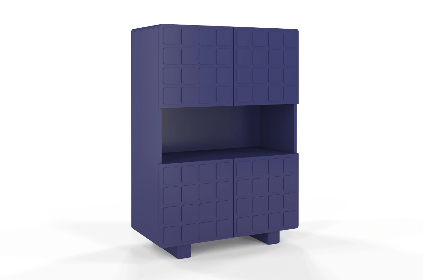 Skandica Cubo High Kommode 3D mit dekoriert Front / 4 Türen / 85 x 120 Cm / Marineblau