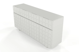 Skandica Cubo Long Kommode 3D mit dekorierter Front / 4 Schubladen / 4 Türen / 169 Cm / Milchgrau
