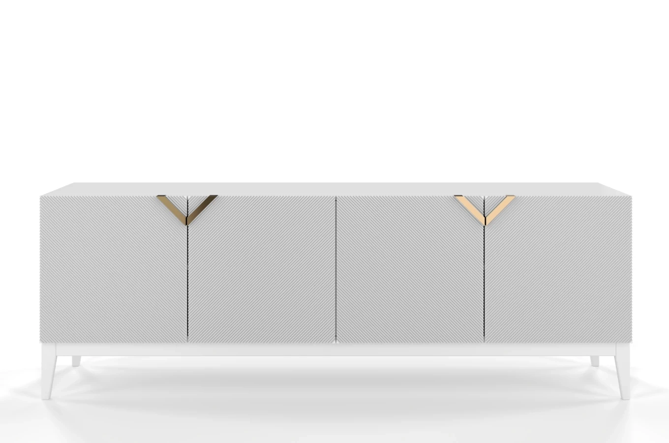 Holzkommode Visby Demi Long / 201,5 Cm / Weiß + weiße Beine