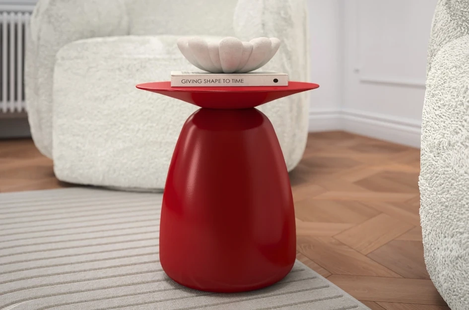 Holztisch Kayani Baobab 34 in verschiedene Farben / Höhe 34 cm / Rot
